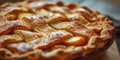 AI generated apple pie close-up Generative AI photo