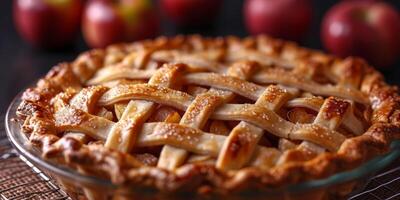 AI generated apple pie close-up Generative AI photo