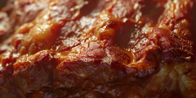 AI generated baked meat close-up Generative AI photo
