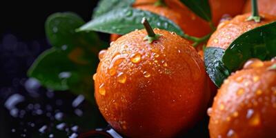 AI generated fresh tangerines close-up Generative AI photo