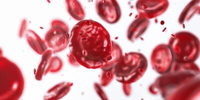 ai generado rojo sangre células hemoglobina en blanco antecedentes generativo ai foto