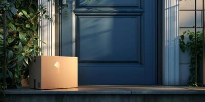 AI generated parcel on the doorstep Generative AI photo