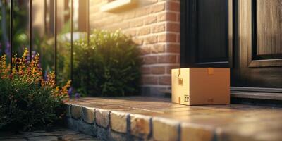 AI generated parcel on the doorstep Generative AI photo