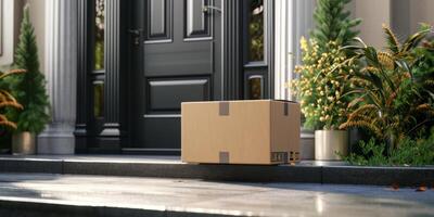 AI generated parcel on the doorstep Generative AI photo