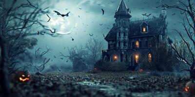 Halloween Haunted House Bats photo