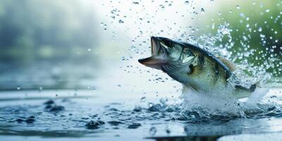 pescado saltos fuera de el agua foto