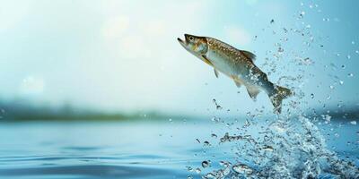 fish jumps out of the water photo