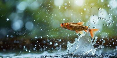 pescado saltos fuera de el agua foto