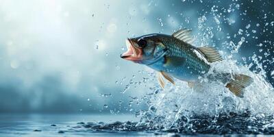 fish jumps out of the water photo