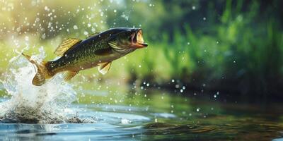 fish jumps out of the water photo