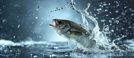 fish jumps out of the water photo