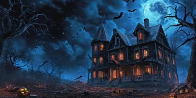 Halloween Haunted House Bats photo