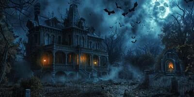 Halloween Haunted House Bats photo