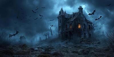 Halloween Haunted House Bats photo