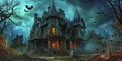 Halloween Haunted House Bats photo