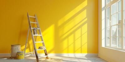 painting the walls in the apartment staircase paint bucket photo