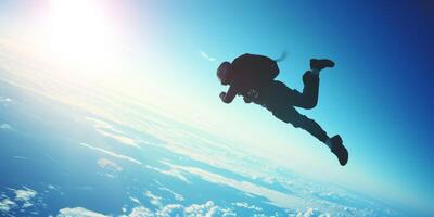 skydiver above blue clouds photo