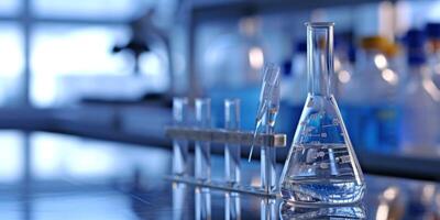 Chemical laboratory flasks beakers photo