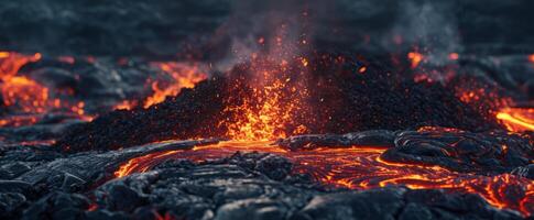 volcanic eruption flow lava photo