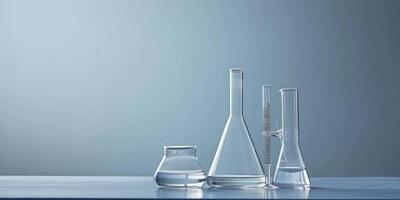 Chemical laboratory flasks beakers photo