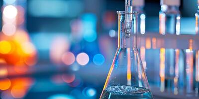 Chemical laboratory flasks beakers photo