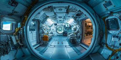 International Space Station in Earth orbit interior from inside photo