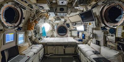 International Space Station in Earth orbit interior from inside photo