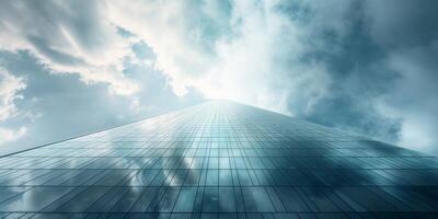 skyscraper goes into the sky, view from below photo