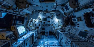 International Space Station in Earth orbit interior from inside photo