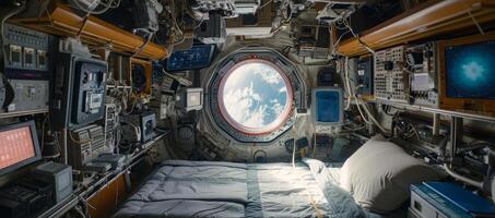 International Space Station in Earth orbit interior from inside photo