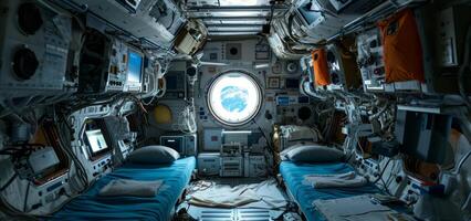 International Space Station in Earth orbit interior from inside photo