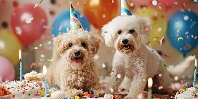 perros con gracioso sombreros a el fiesta foto