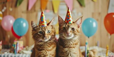 gatos con gracioso sombreros a el fiesta foto