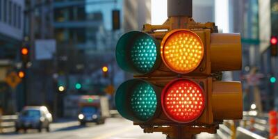 tráfico luces en el la carretera reparar foto