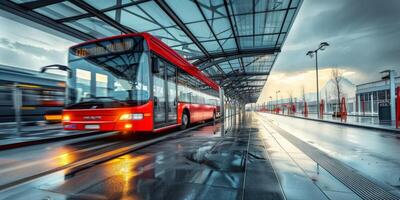 público transporte autobús a un detener foto