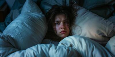 Girl sleeping in pillows photo