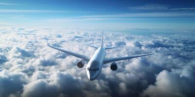 passenger plane above the clouds photo