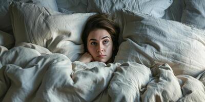 Girl sleeping in pillows photo