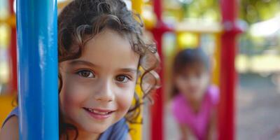 niños en el jardín de infancia patio de recreo foto