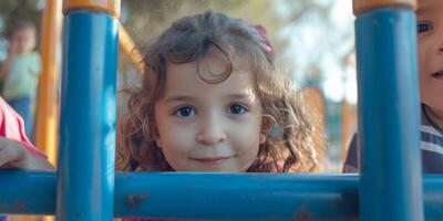 children on the kindergarten playground photo