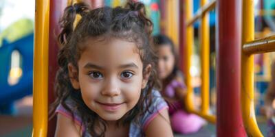 children on the kindergarten playground photo