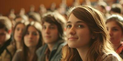 students in college auditorium photo