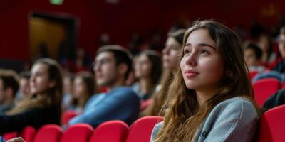 students in college auditorium photo