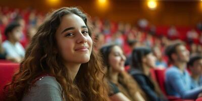 students in college auditorium photo