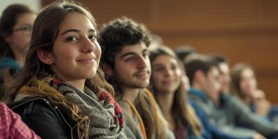 students in college auditorium photo