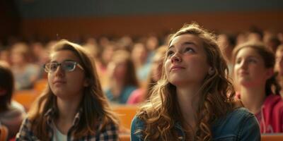 students in college auditorium photo