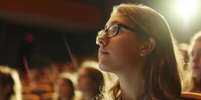 students in college auditorium photo