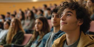 students in college auditorium photo