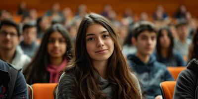 students in college auditorium photo