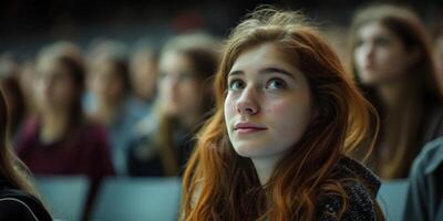 students in college auditorium photo